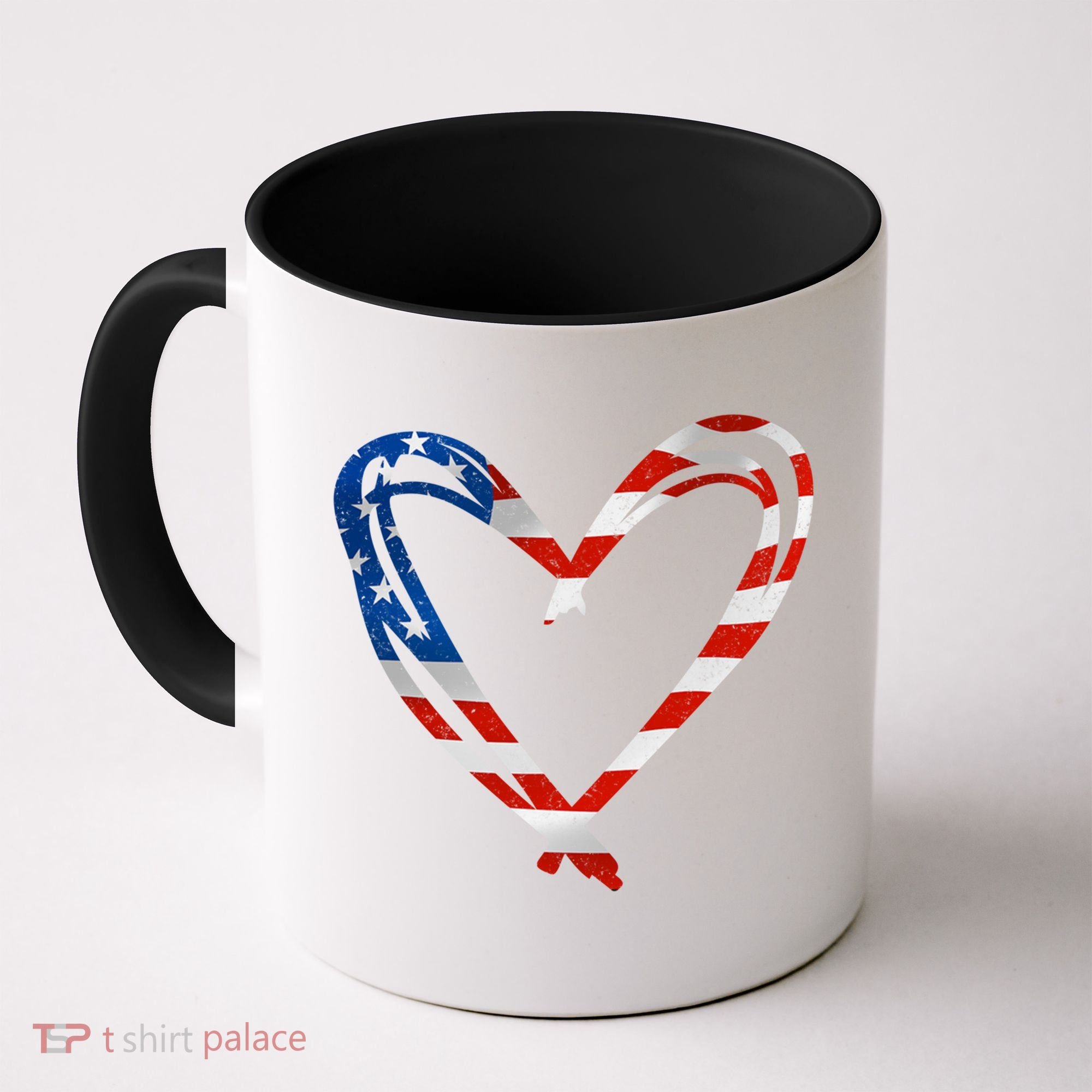Memorial Day And 4th July Partiotic Heart Gift Coffee Mug