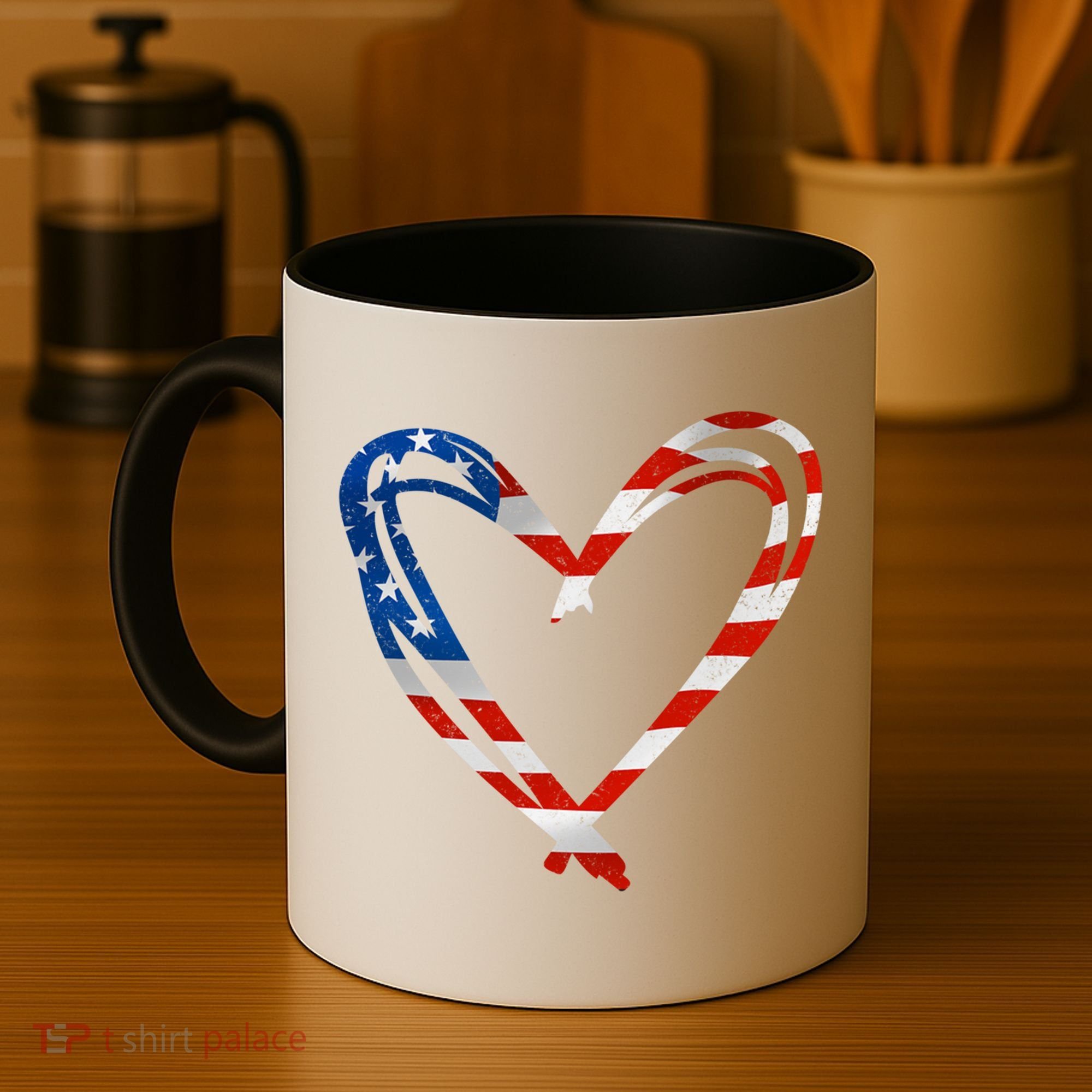 Memorial Day And 4th July Partiotic Heart Gift Coffee Mug