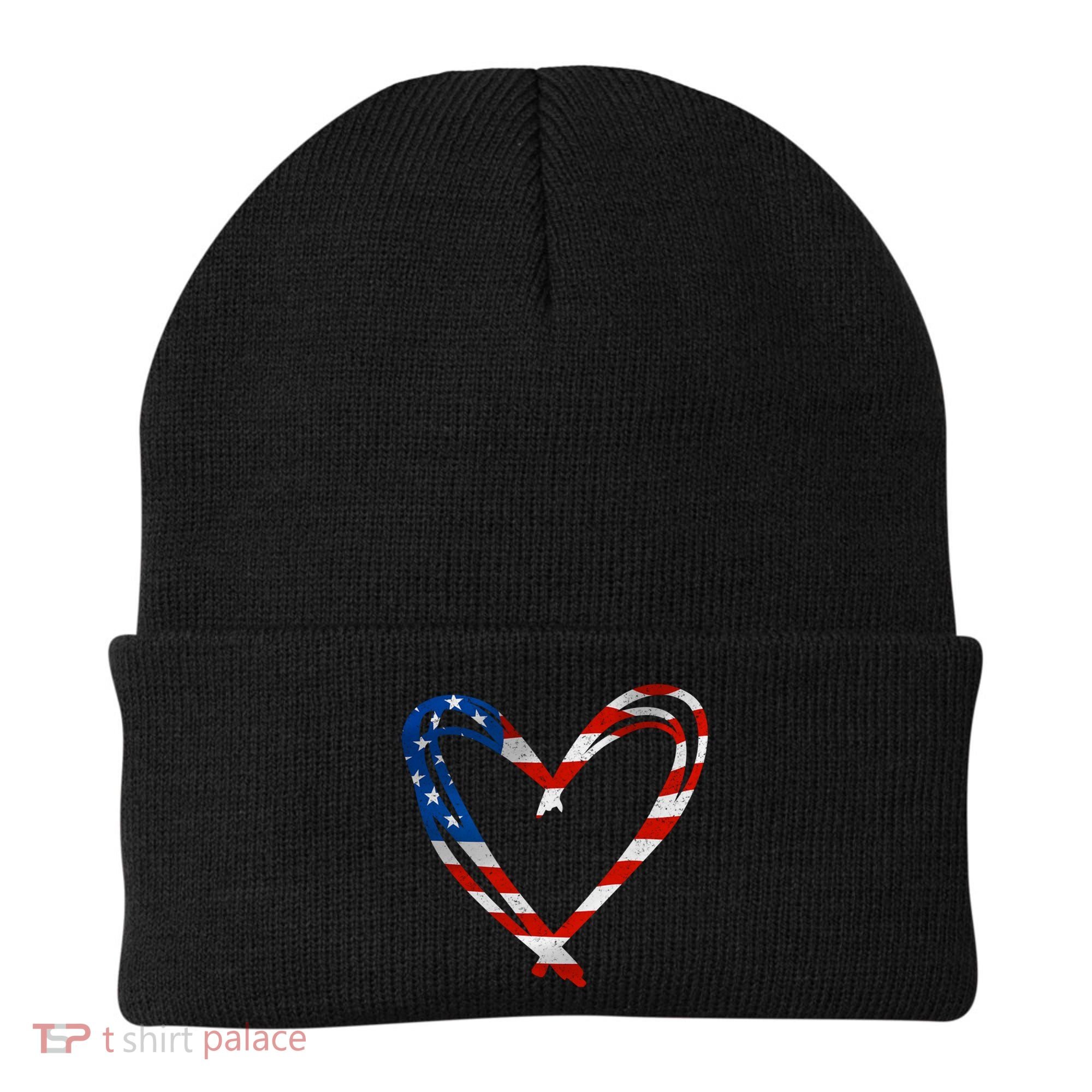Memorial Day And 4th July Partiotic Heart Gift Beanie