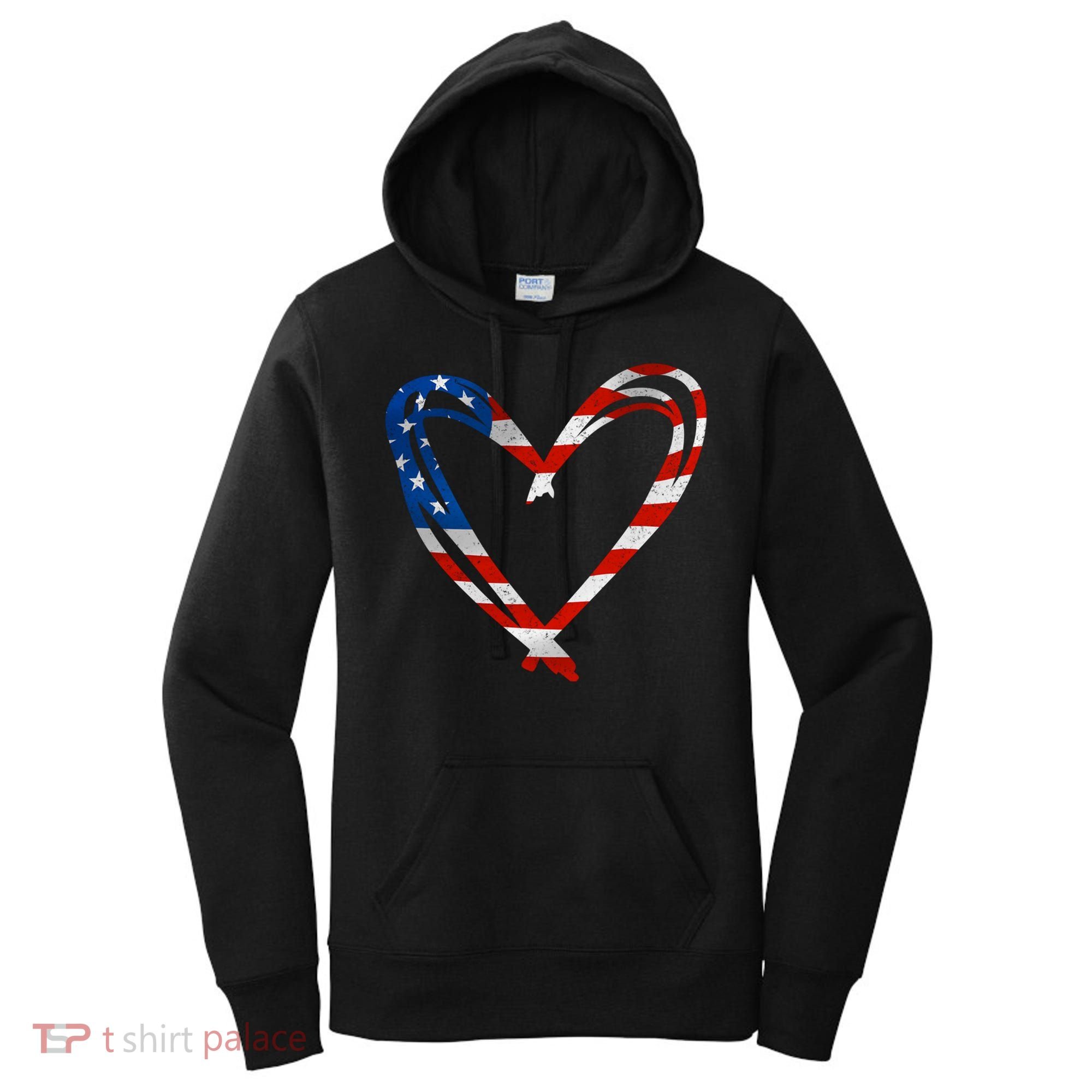 Memorial Day And 4th July Partiotic Heart Gift Women's Hoodie