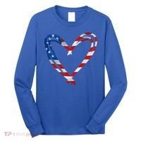 Memorial Day And 4th July Partiotic Heart Gift Long Sleeve Shirt thumb 0