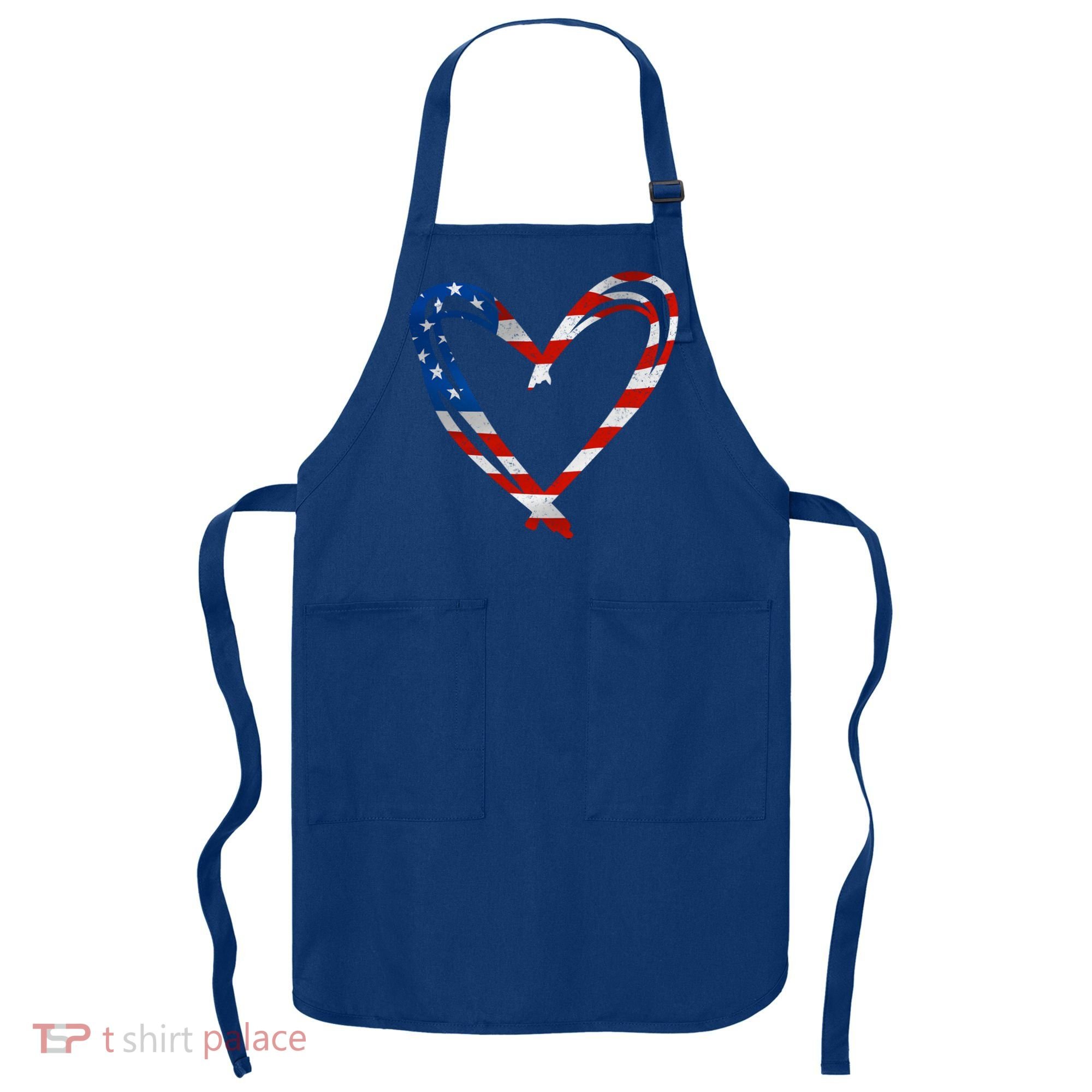 Memorial Day And 4th July Partiotic Heart Gift Apron