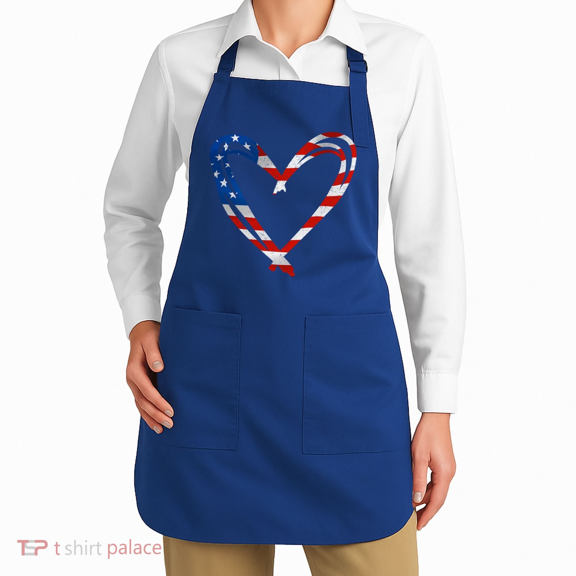 Memorial Day And 4th July Partiotic Heart Gift Apron