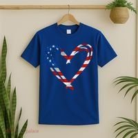Memorial Day And 4th July Partiotic Heart Gift T-Shirt thumb 2