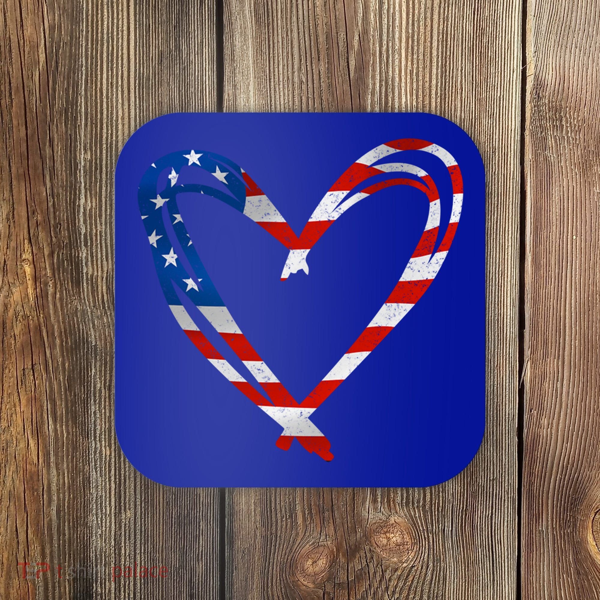 Memorial Day And 4th July Partiotic Heart Gift Coaster