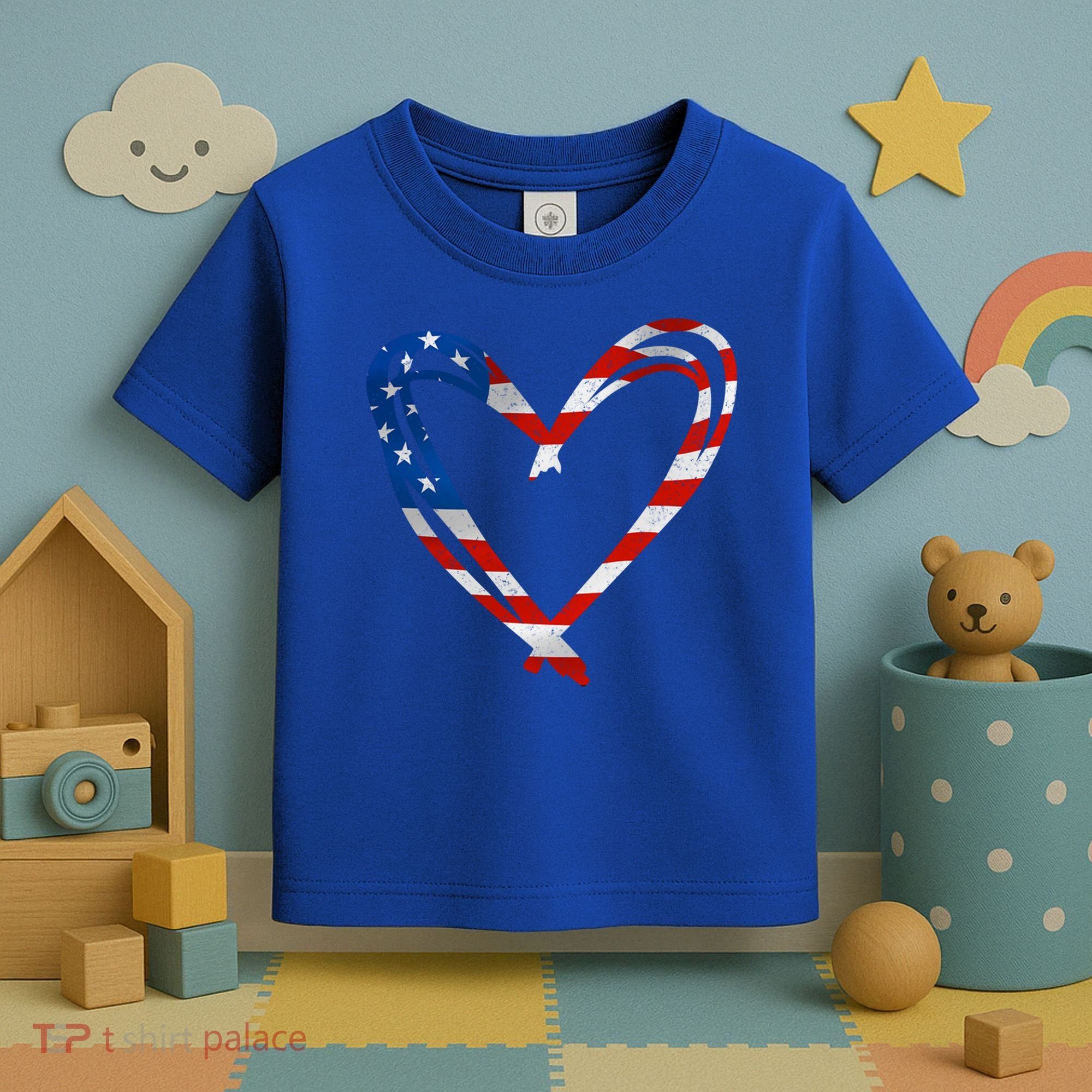 Memorial Day And 4th July Partiotic Heart Gift Toddler T-Shirt