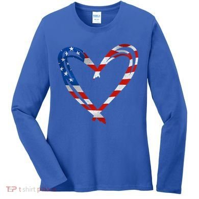 Memorial Day And 4th July Partiotic Heart Gift Women's Long Sleeve Shirt