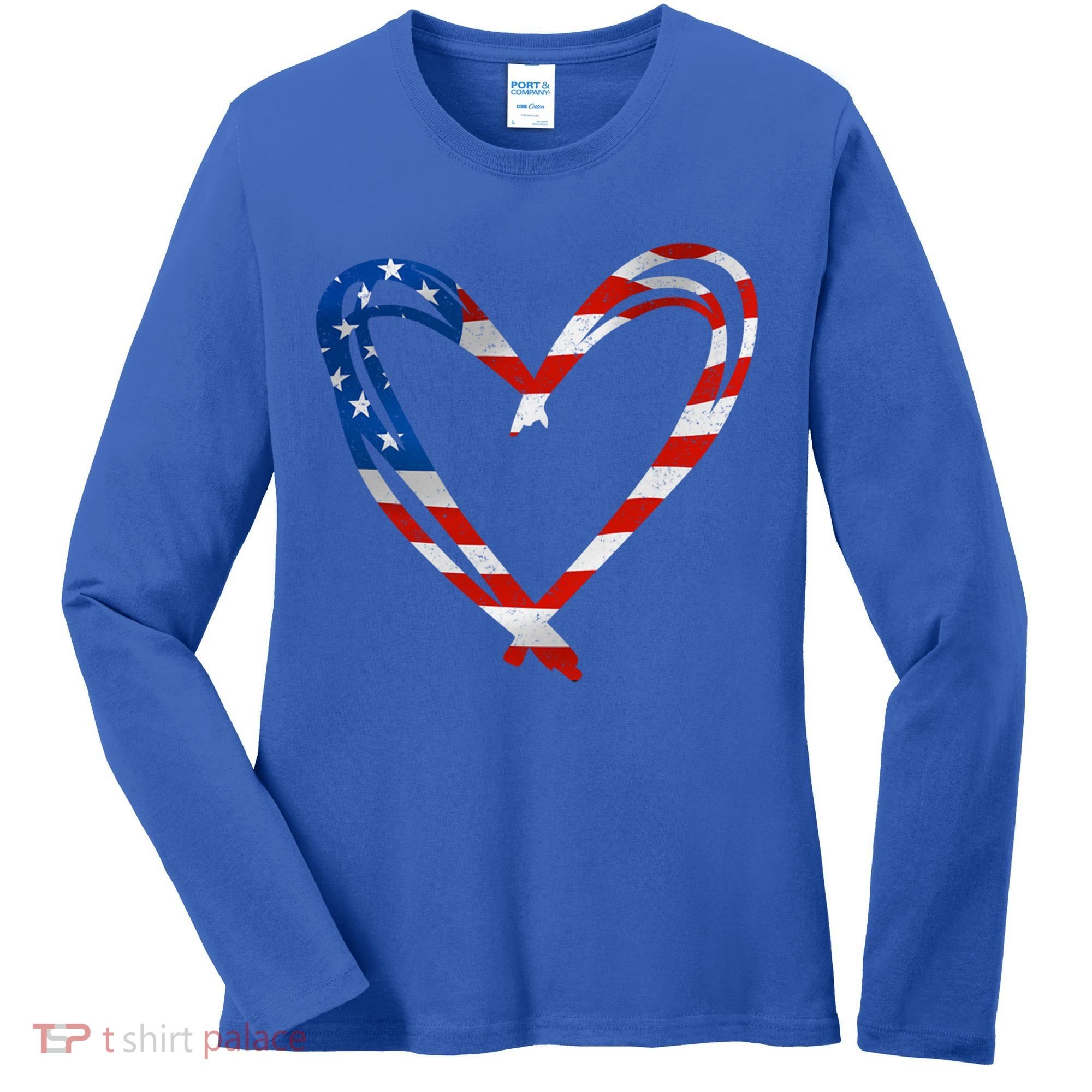 Memorial Day And 4th July Partiotic Heart Gift Women's Long Sleeve Shirt