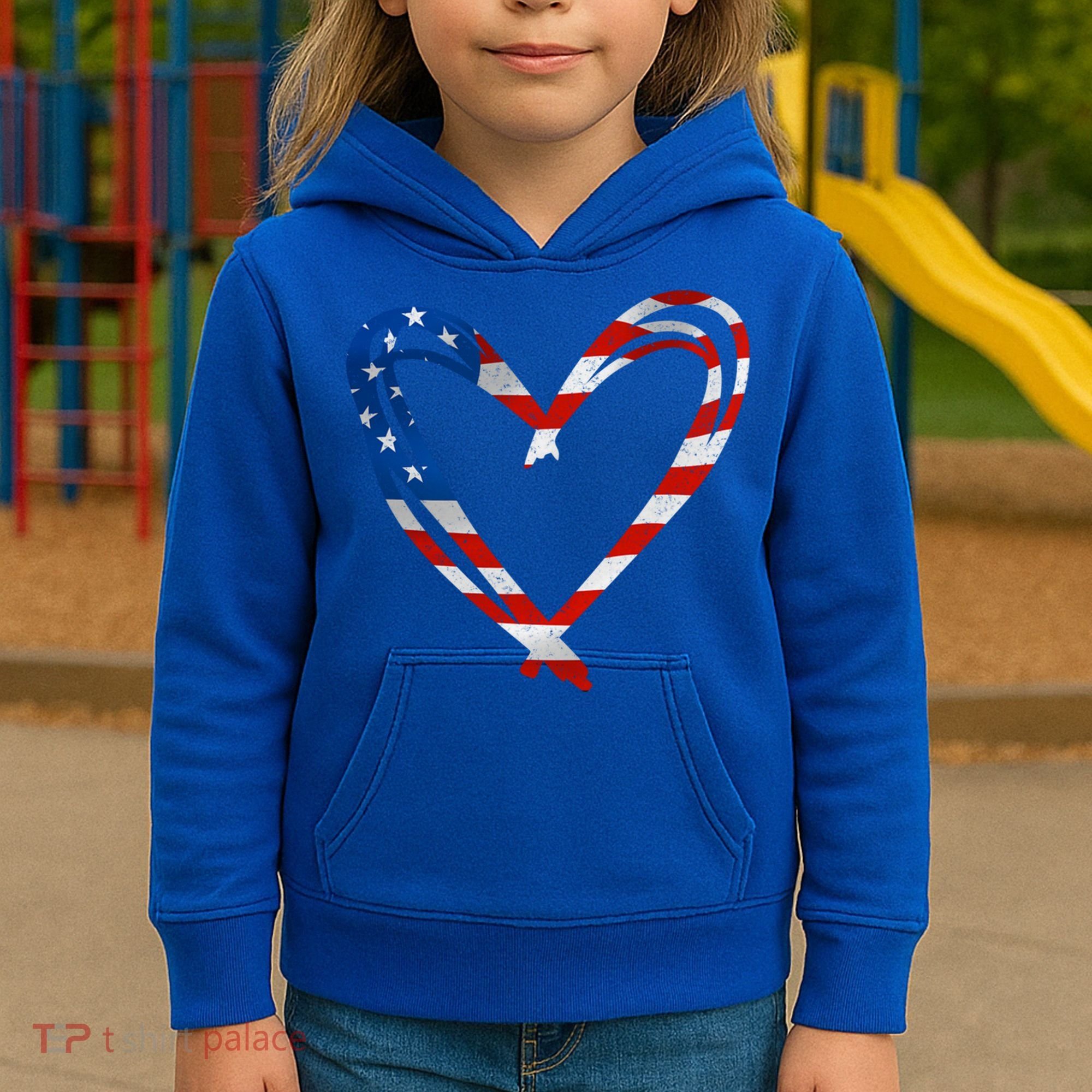 Memorial Day And 4th July Partiotic Heart Gift Kids Hoodie