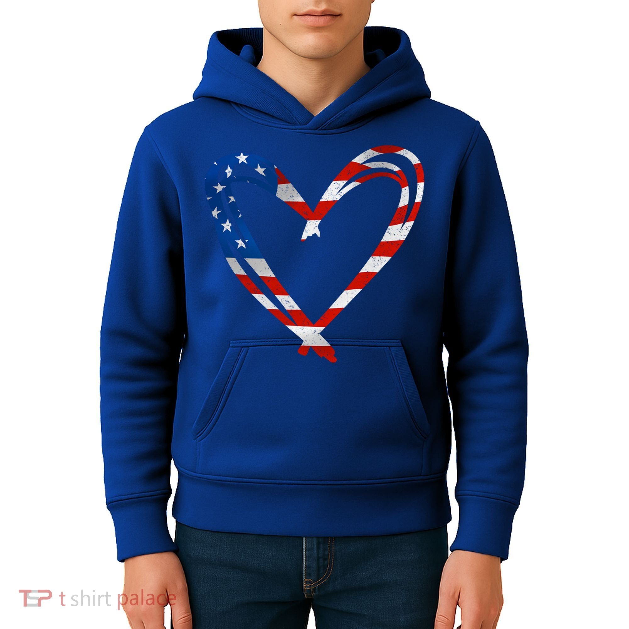 Memorial Day And 4th July Partiotic Heart Gift Kids Hoodie