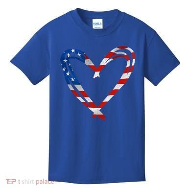 Memorial Day And 4th July Partiotic Heart Gift Kids T-Shirt