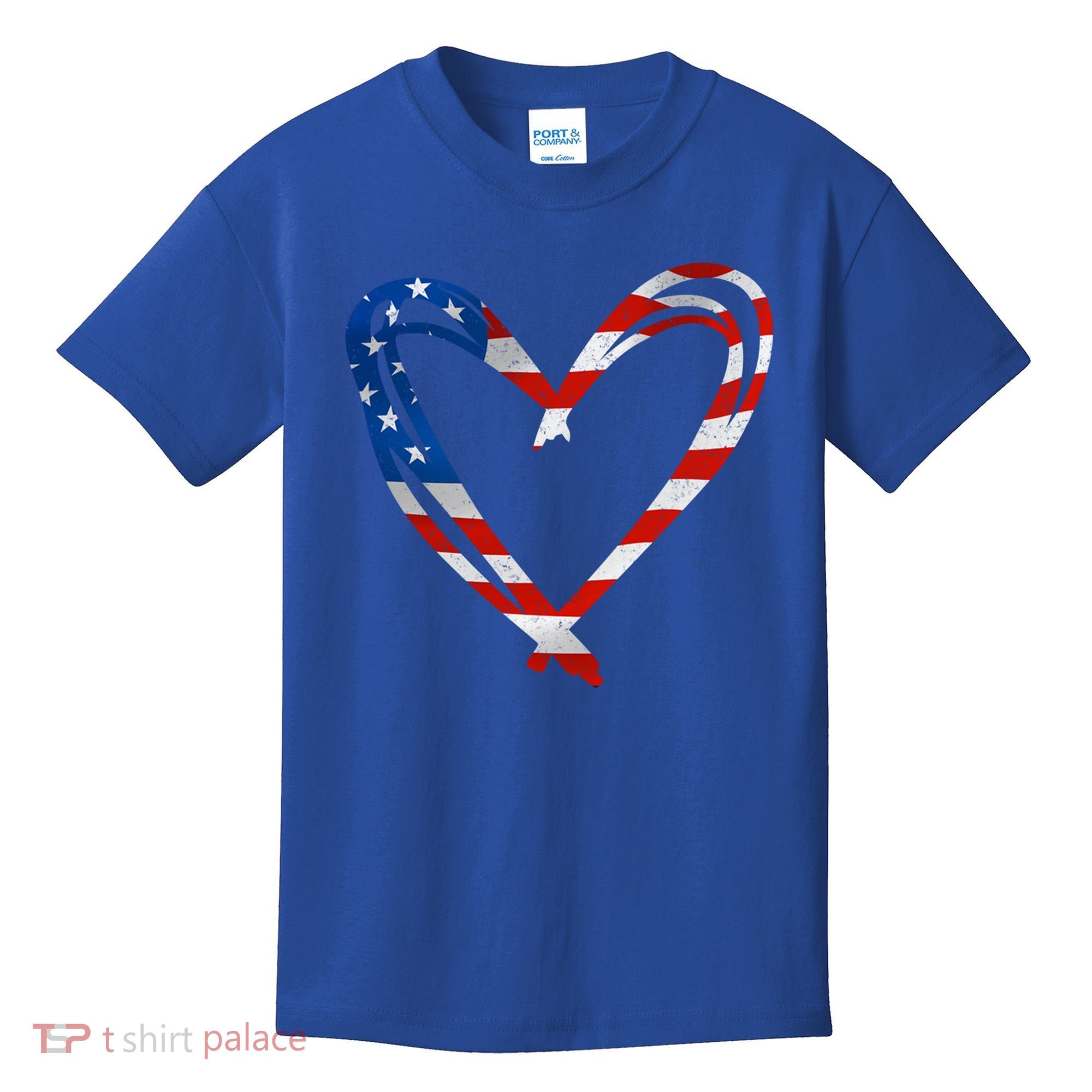 Memorial Day And 4th July Partiotic Heart Gift Kids T-Shirt