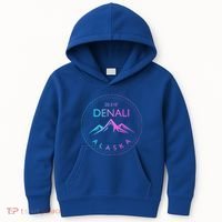 Mount Denali Alaska Mountaineer Climbing National Park Kids Hoodie thumb 0