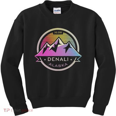 Mount Denali Alaska Mountaineer Climbing National Park Kids Sweatshirt