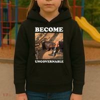 Moo Deng Become Ungovernable Kids Hoodie thumb 3