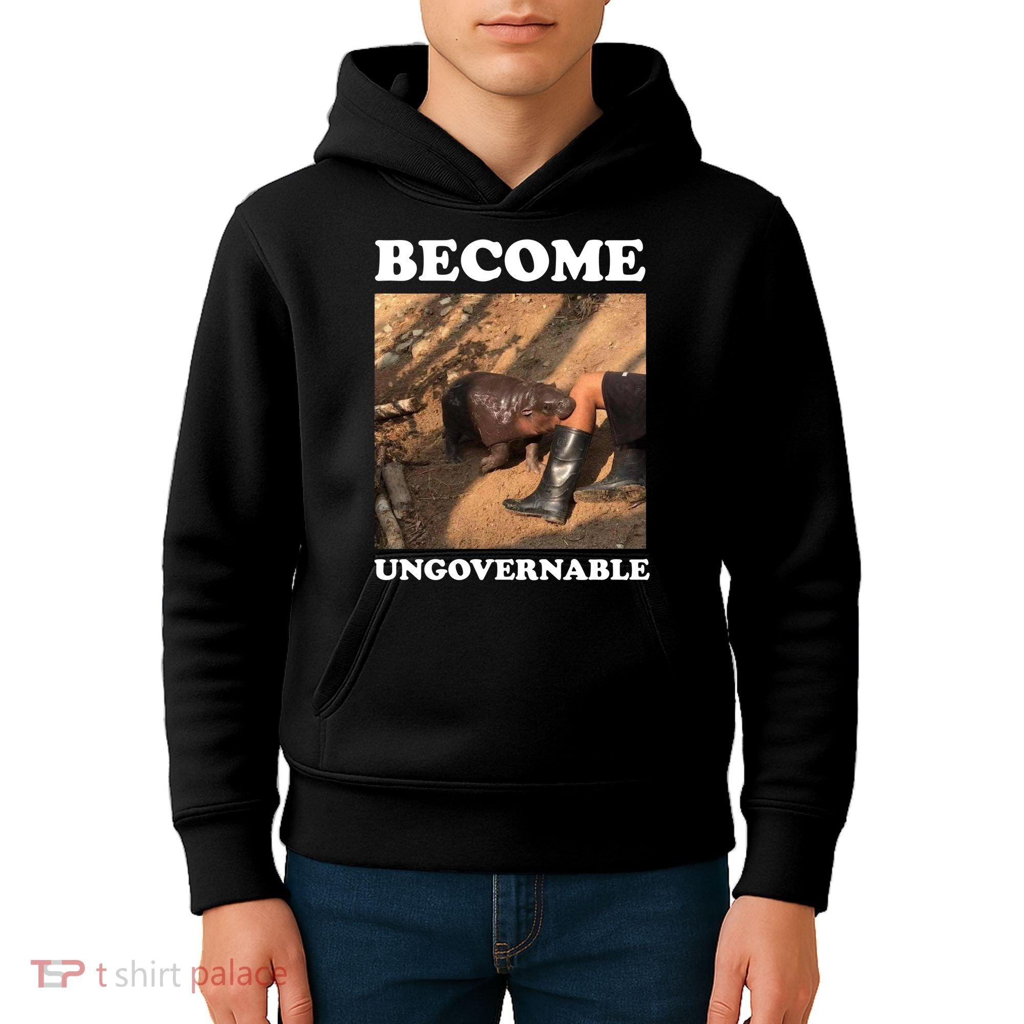 Moo Deng Become Ungovernable Kids Hoodie