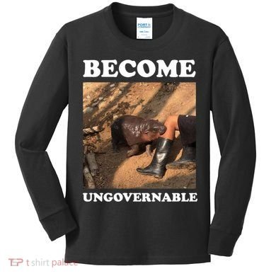 Moo Deng Become Ungovernable Kids Long Sleeve Shirt