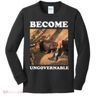 Moo Deng Become Ungovernable Kids Long Sleeve Shirt thumb 0