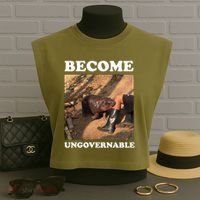 Moo Deng Become Ungovernable Garment-Dyed Women's Muscle Tee thumb 3