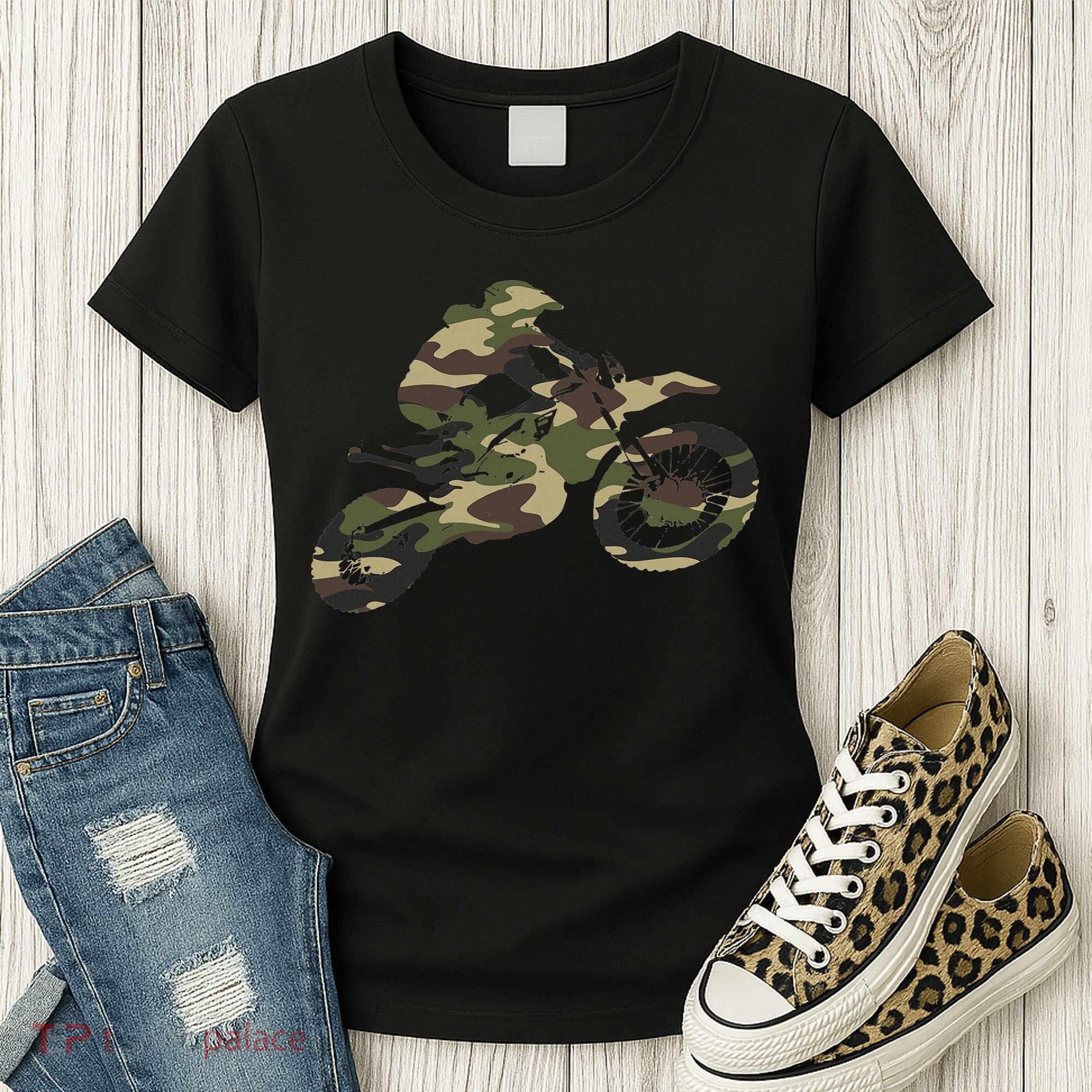 Motocross Dirt Bike Racing Camo Camouflage Women's T-Shirt