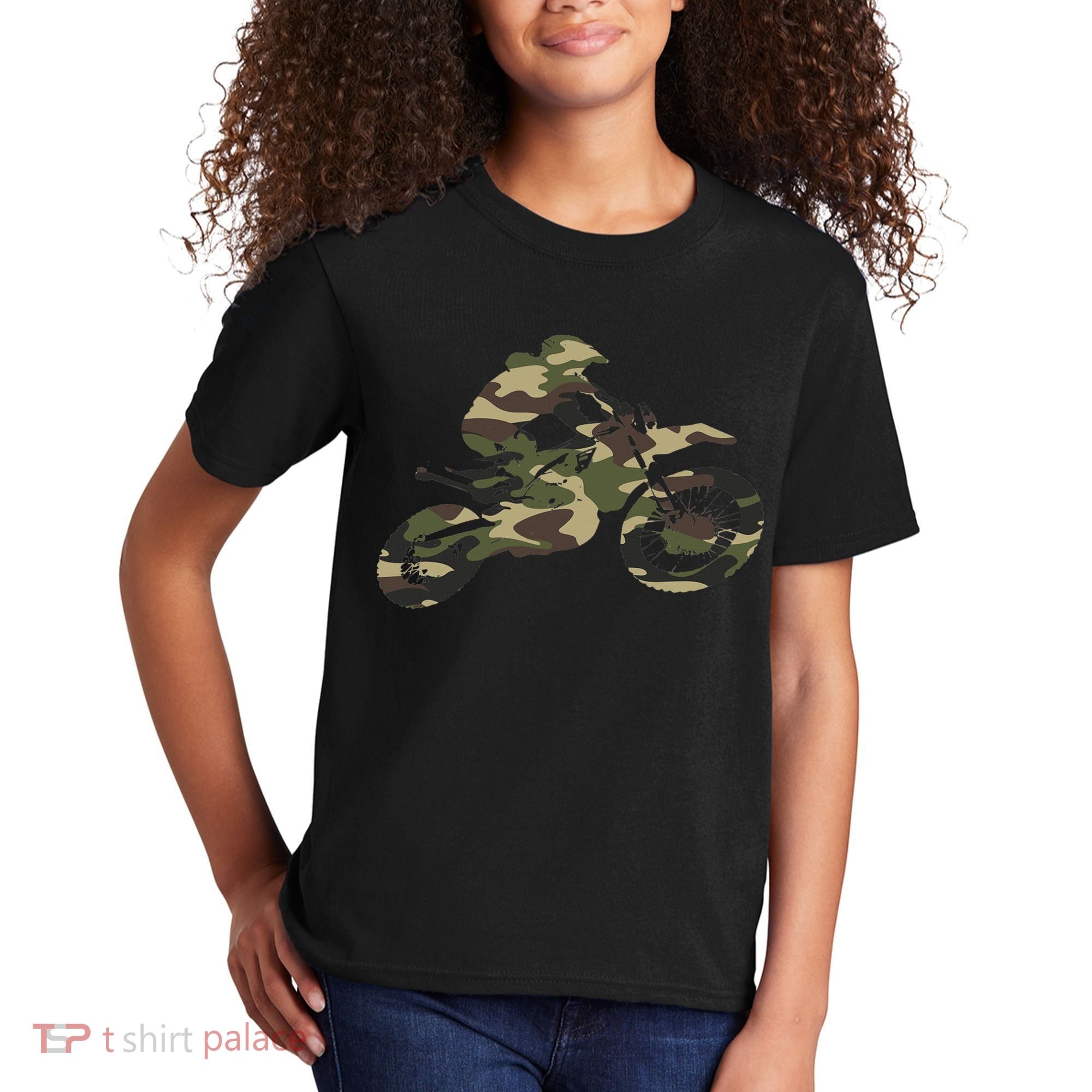Motocross Dirt Bike Racing Camo Camouflage Kids T-Shirt