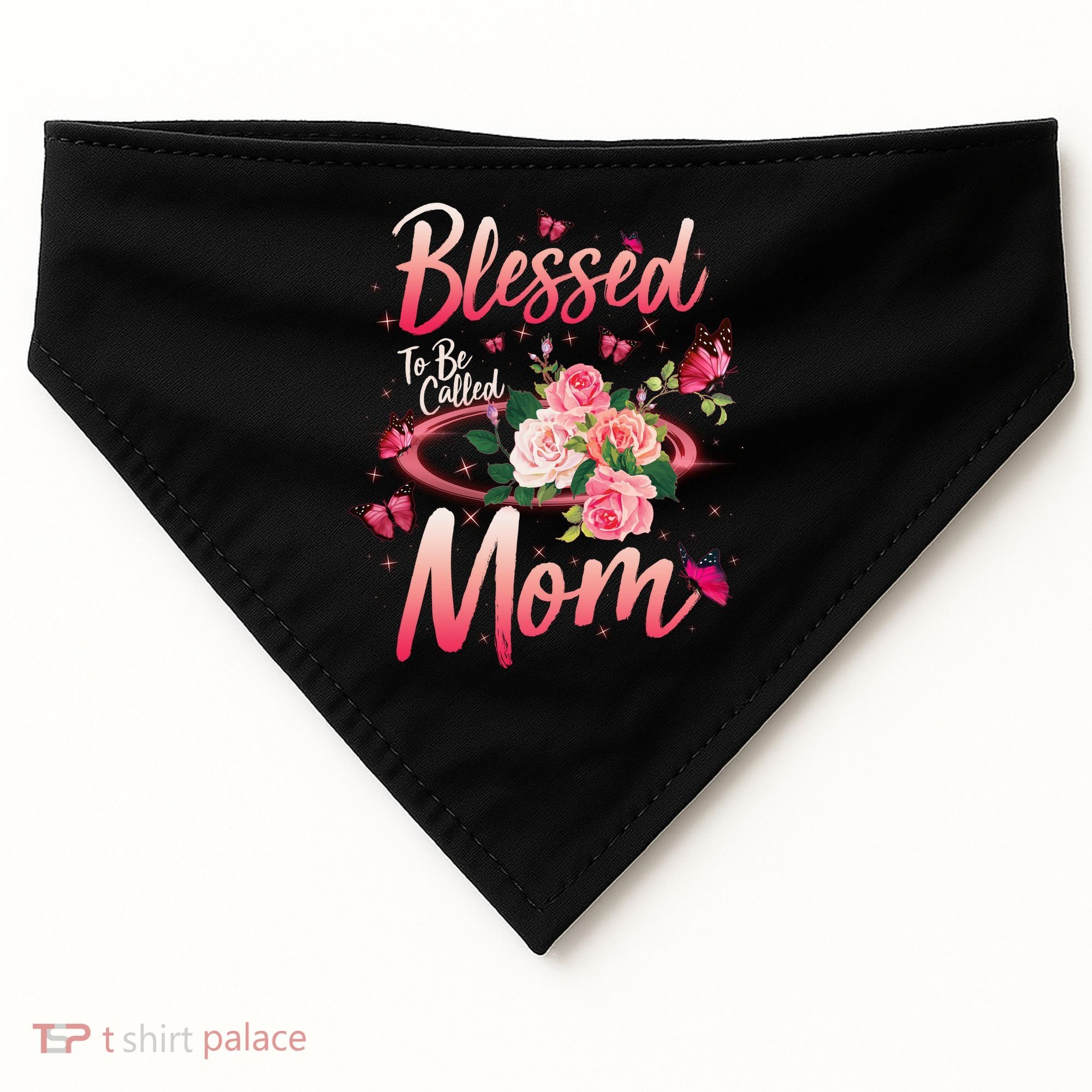 Mother's Day Blessed To Be Called Mom Butterflies And Roses USA-Made Doggie Bandana