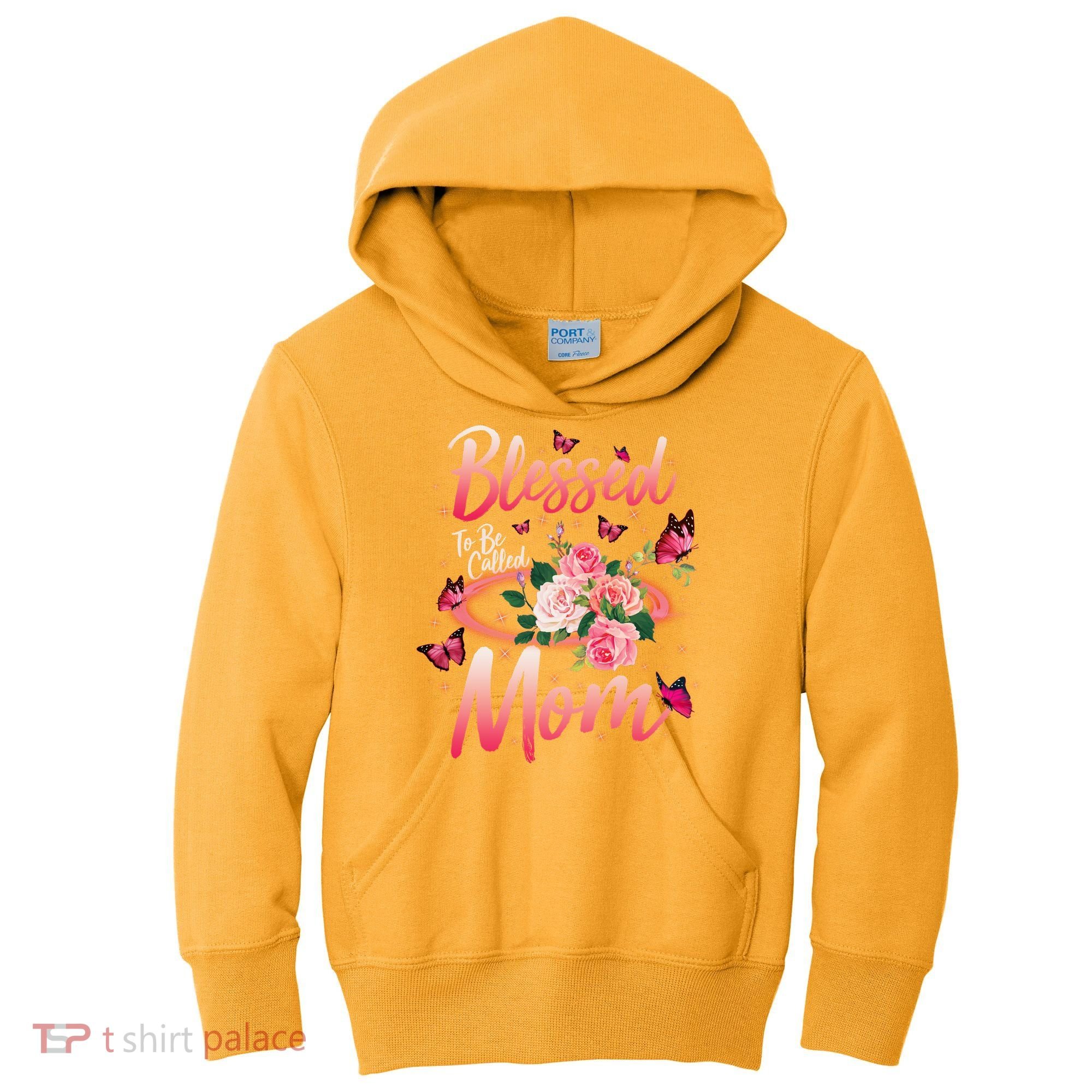 Mother's Day Blessed To Be Called Mom Butterflies And Roses Kids Hoodie