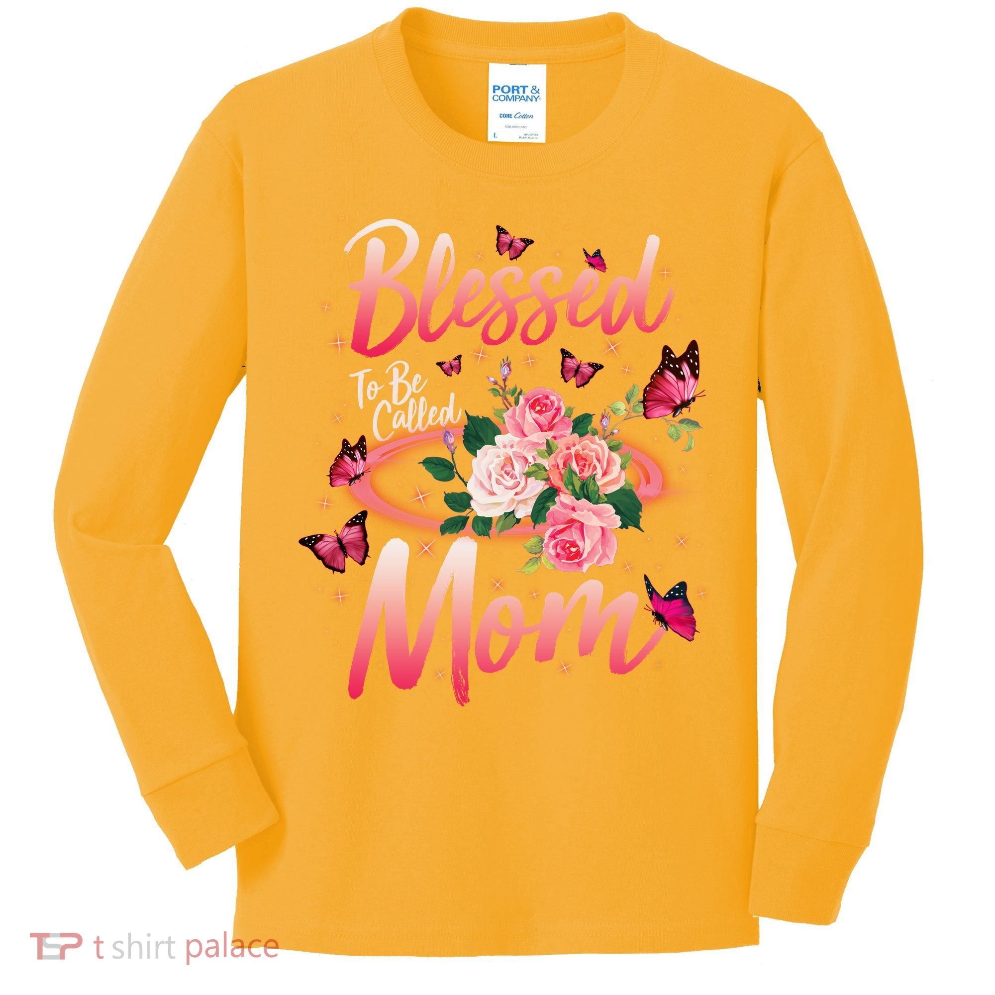 Mother's Day Blessed To Be Called Mom Butterflies And Roses Kids Long Sleeve Shirt