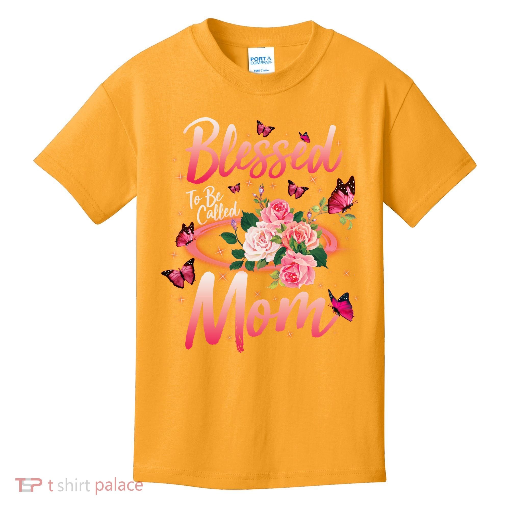 Mother's Day Blessed To Be Called Mom Butterflies And Roses Kids T-Shirt