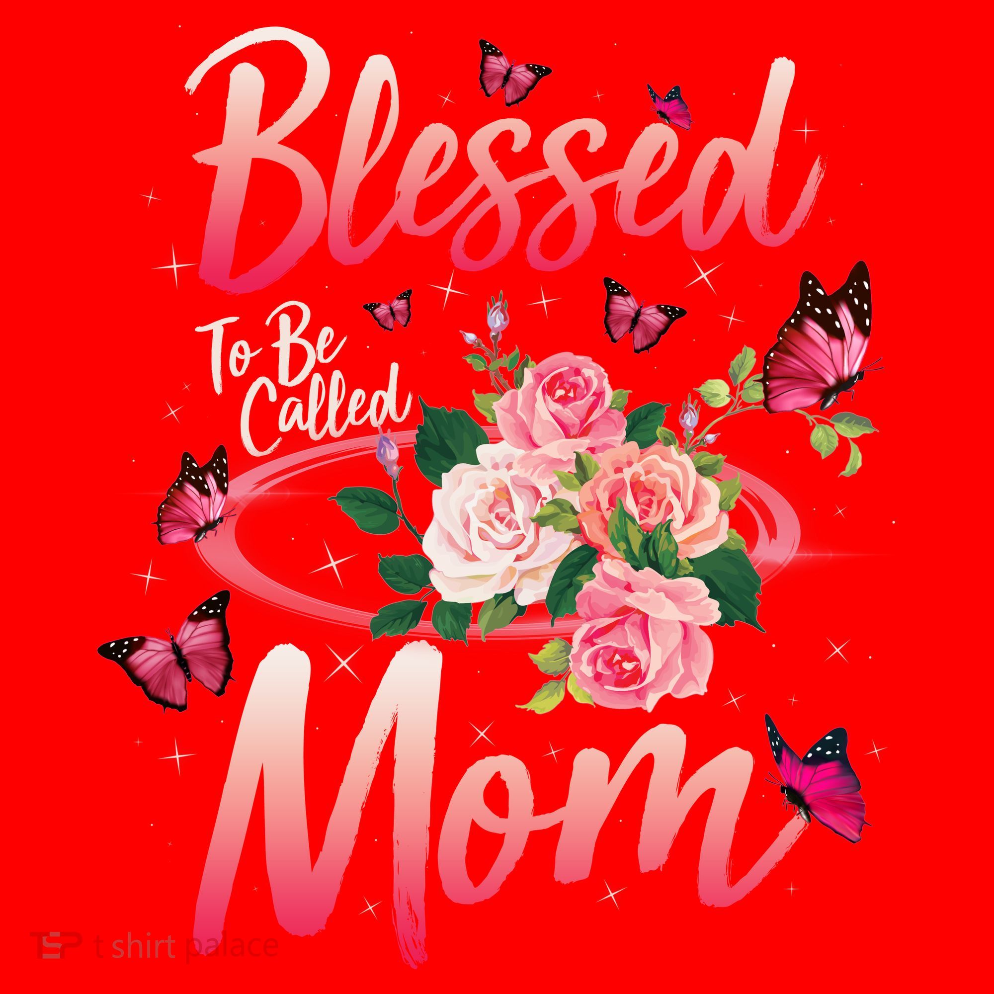 Mother's Day Blessed To Be Called Mom Butterflies And Roses Santa Hat