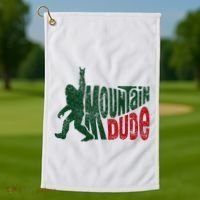 Mountain Dude Bigfoot Hiking Humor Golf Towel thumb 1