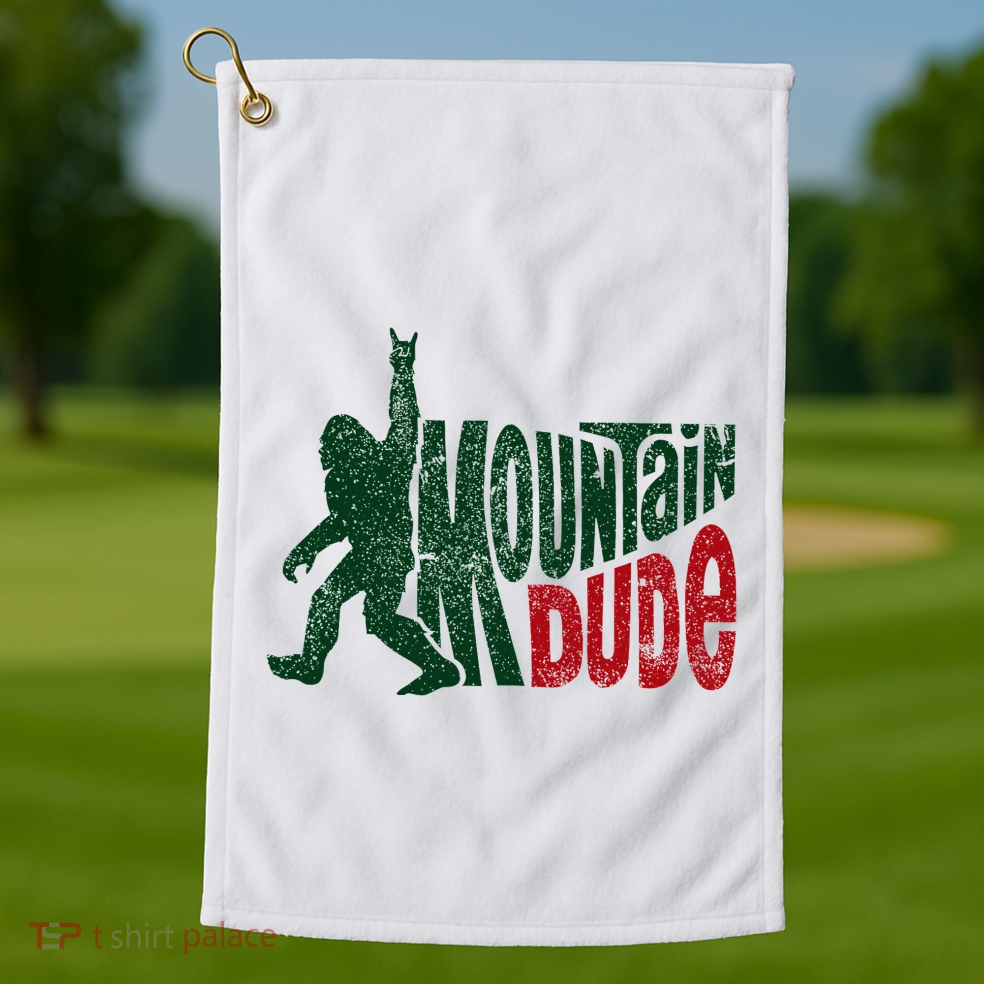 Mountain Dude Bigfoot Hiking Humor Golf Towel