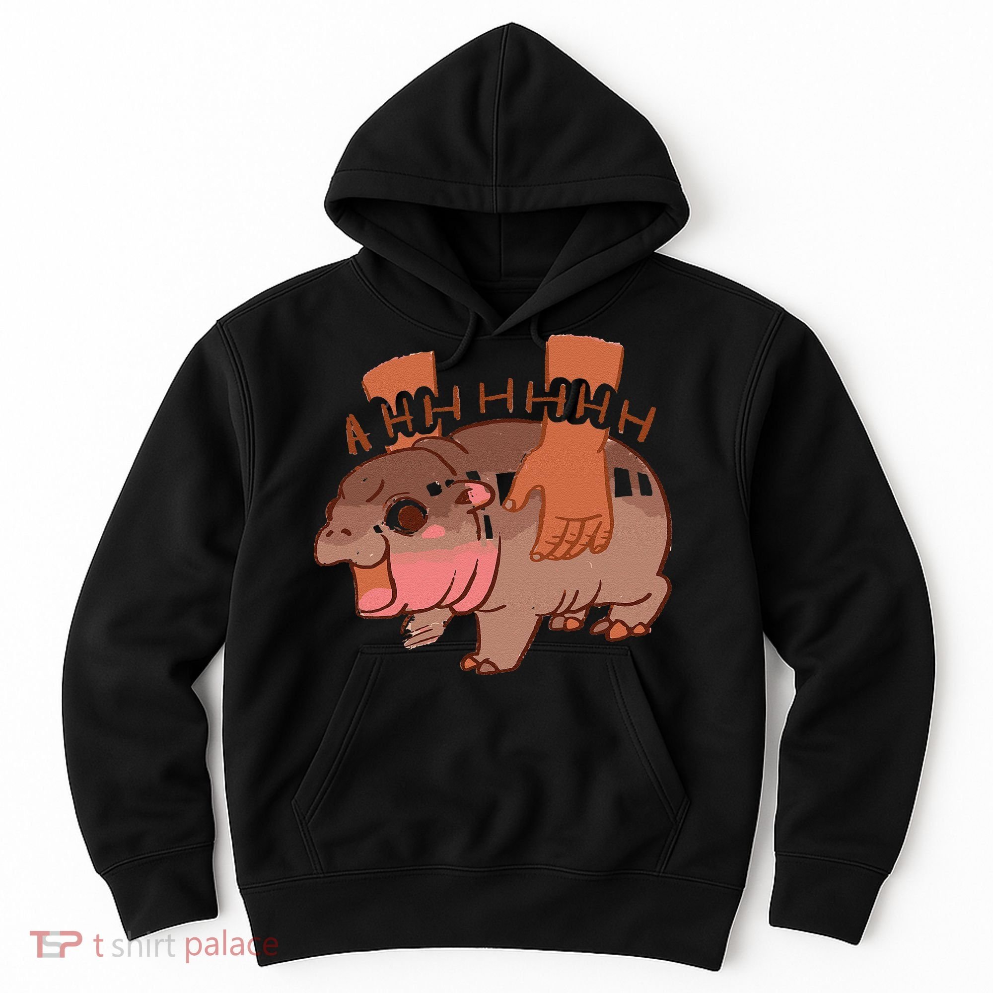 Moo Deng Bouncy Pig In Thai Picture The Cute Baby Hippo Gift Hoodie
