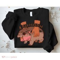 Moo Deng Bouncy Pig In Thai Picture The Cute Baby Hippo Gift Sweatshirt thumb 2