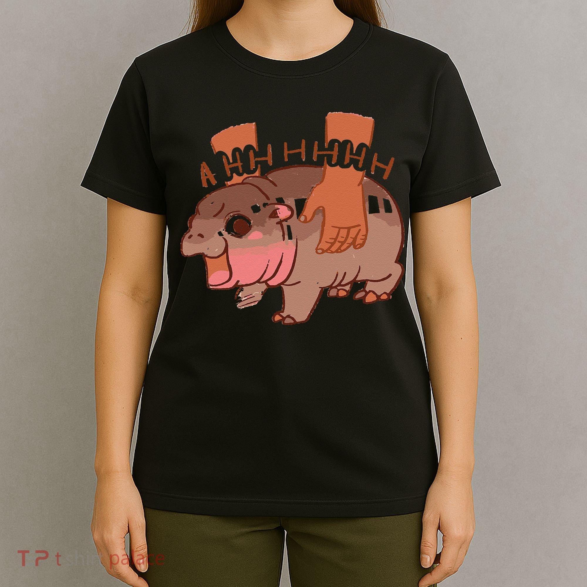 Moo Deng Bouncy Pig In Thai Picture The Cute Baby Hippo Gift T-Shirt