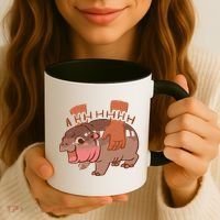 Moo Deng Bouncy Pig In Thai Picture The Cute Baby Hippo Gift Coffee Mug thumb 3