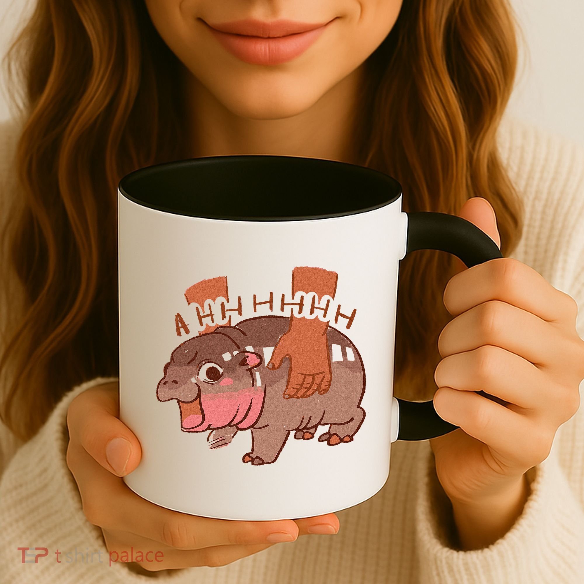 Moo Deng Bouncy Pig In Thai Picture The Cute Baby Hippo Gift Coffee Mug