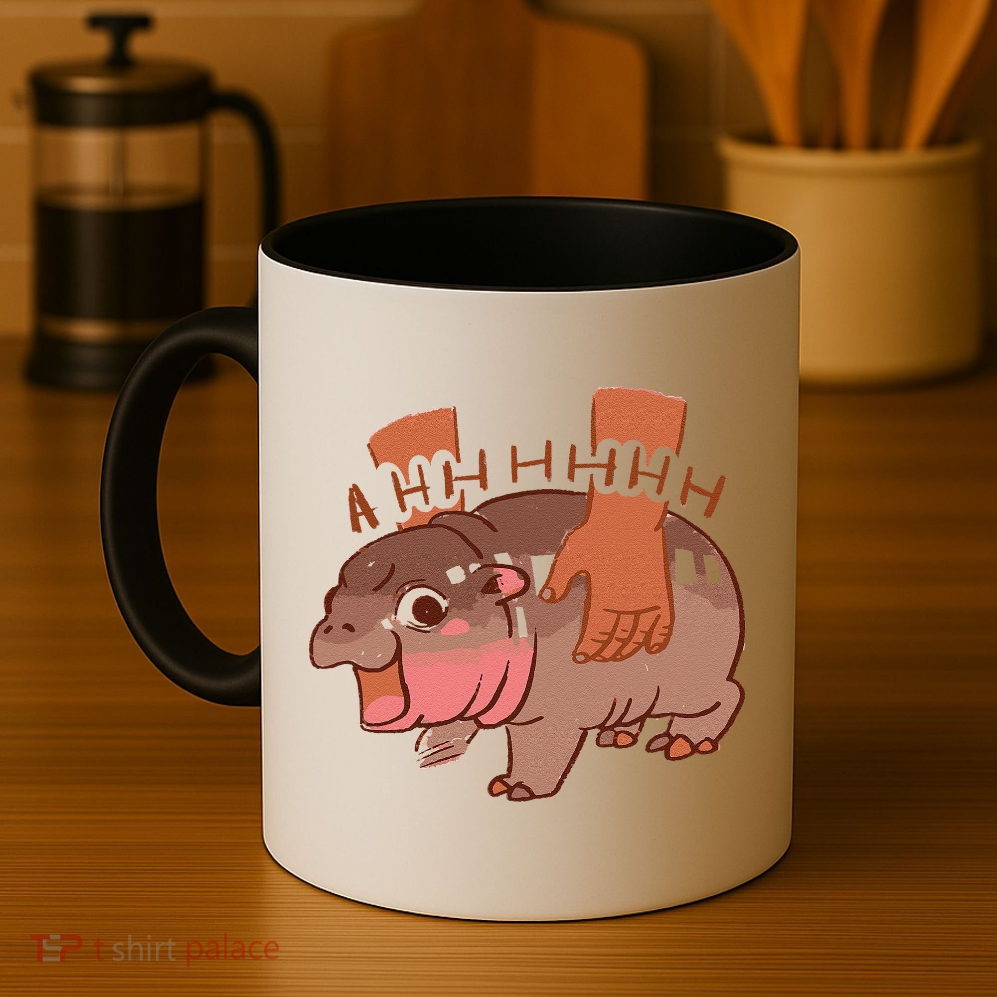 Moo Deng Bouncy Pig In Thai Picture The Cute Baby Hippo Gift Coffee Mug