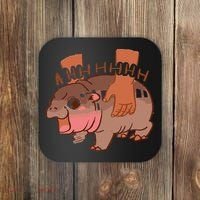 Moo Deng Bouncy Pig In Thai Picture The Cute Baby Hippo Gift Coaster thumb 0