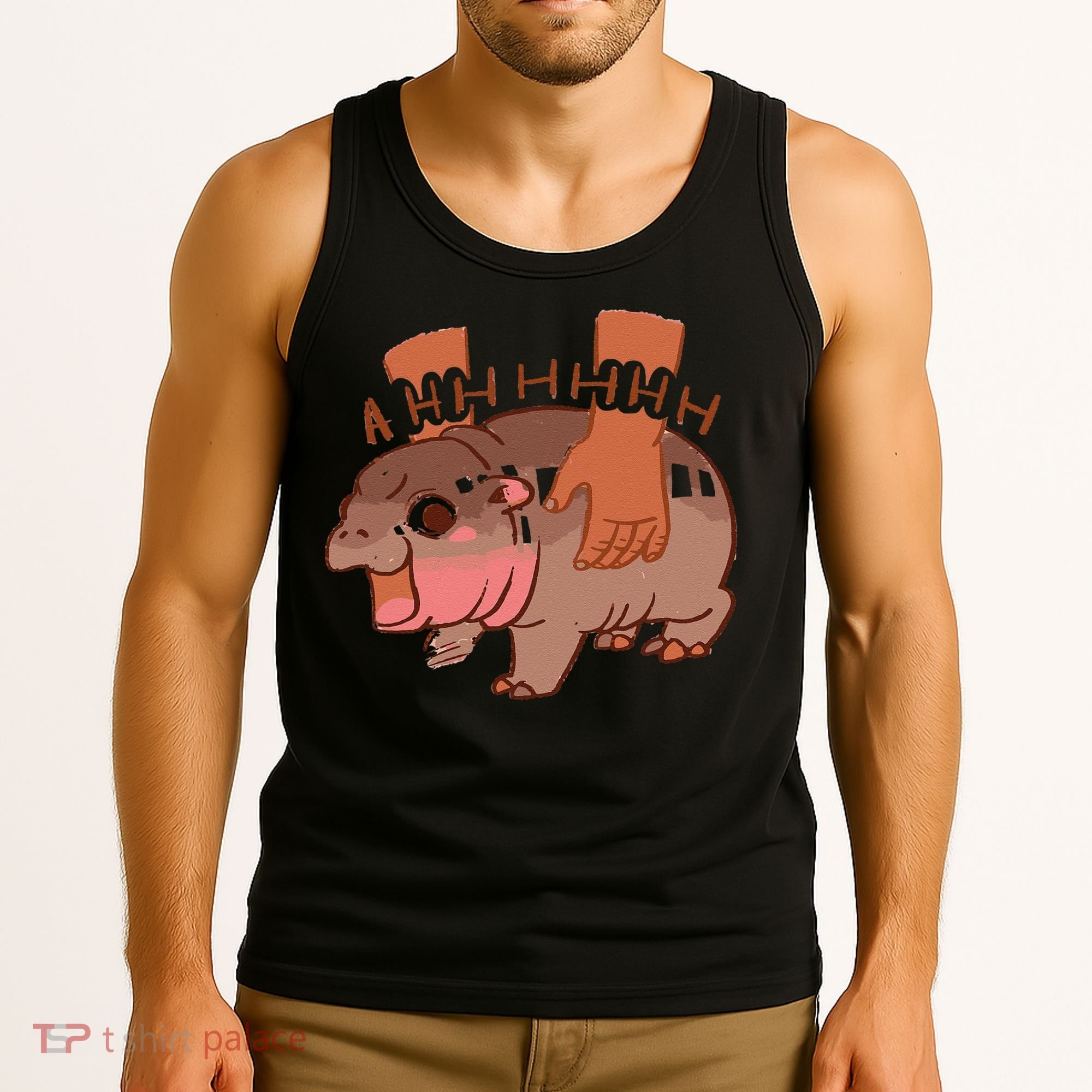 Moo Deng Bouncy Pig In Thai Picture The Cute Baby Hippo Gift Tank Top