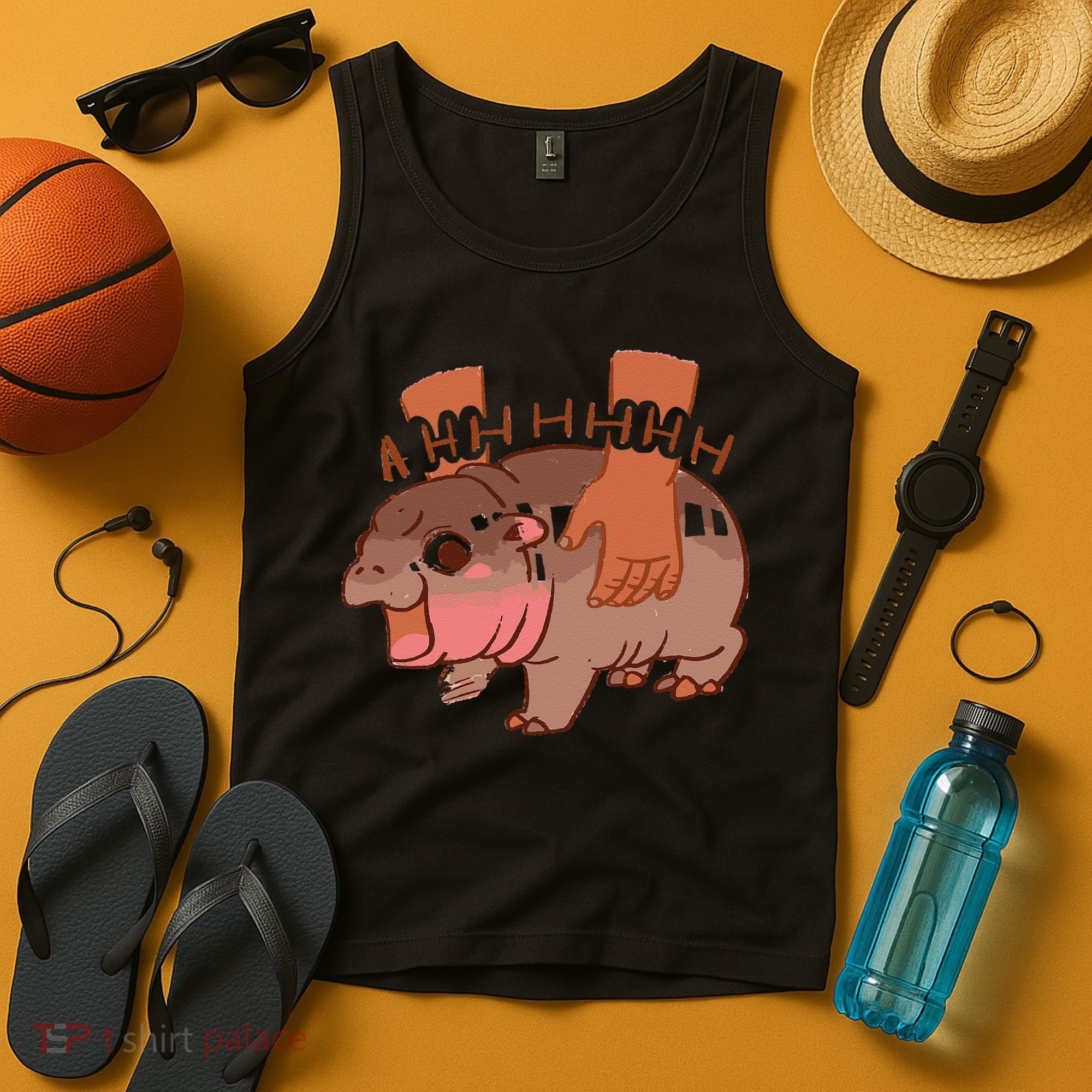 Moo Deng Bouncy Pig In Thai Picture The Cute Baby Hippo Gift Tank Top