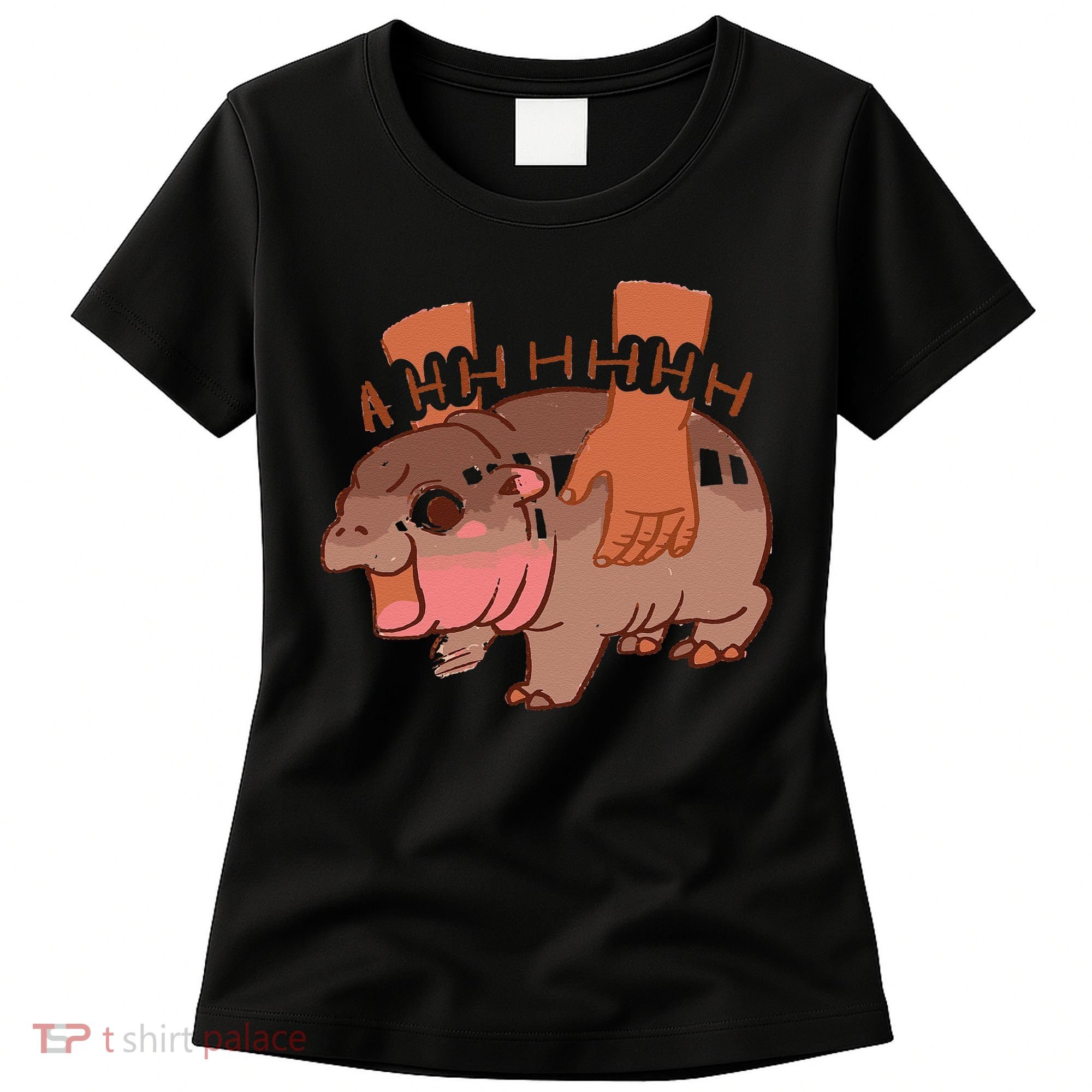 Moo Deng Bouncy Pig In Thai Picture The Cute Baby Hippo Gift Women's T-Shirt