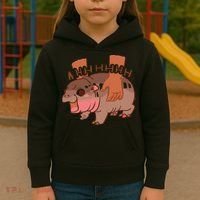 Moo Deng Bouncy Pig In Thai Picture The Cute Baby Hippo Gift Kids Hoodie thumb 3