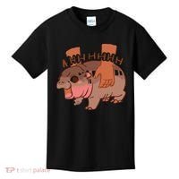 Moo Deng Bouncy Pig In Thai Picture The Cute Baby Hippo Gift Kids T-Shirt thumb 0
