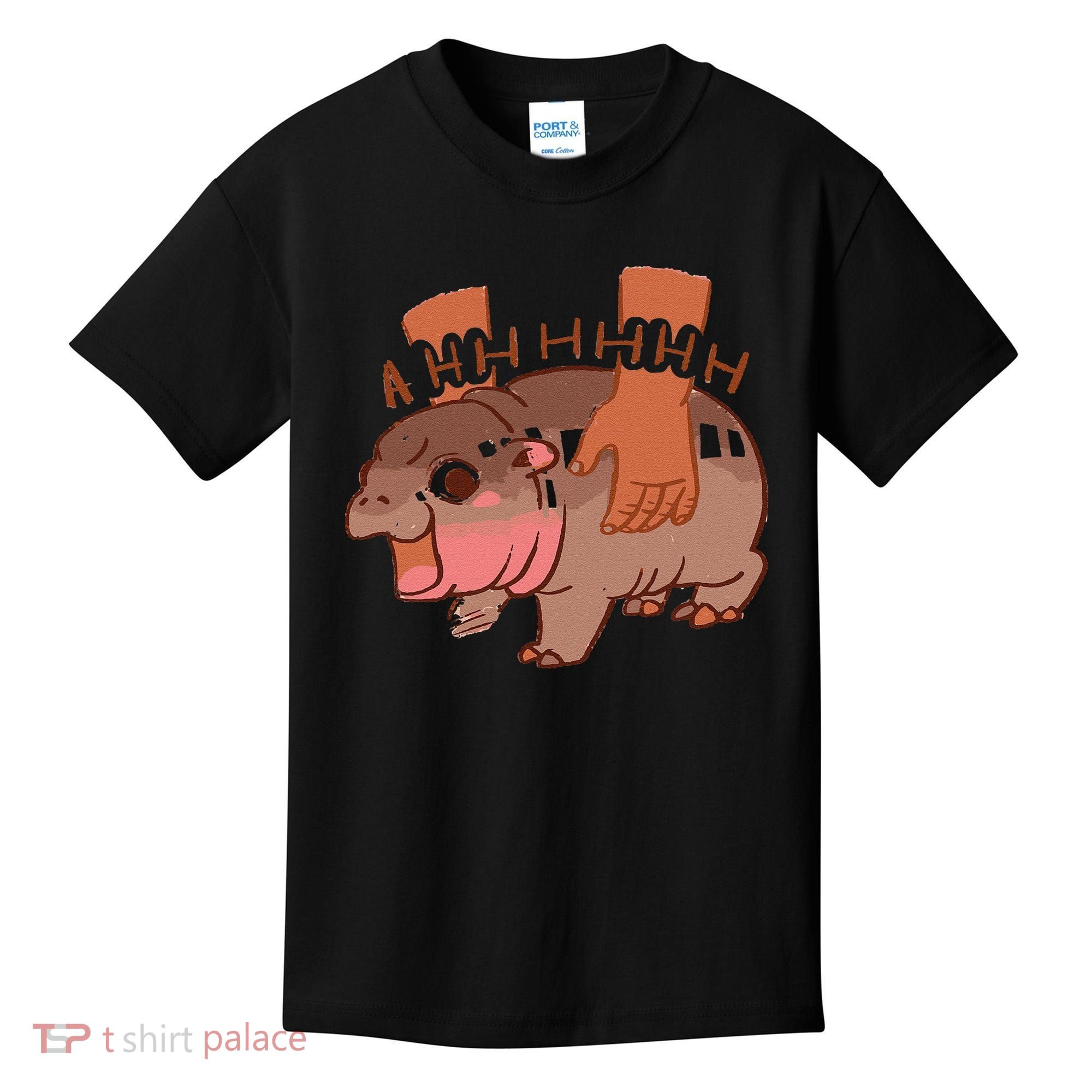 Moo Deng Bouncy Pig In Thai Picture The Cute Baby Hippo Gift Kids T-Shirt