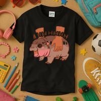 Moo Deng Bouncy Pig In Thai Picture The Cute Baby Hippo Gift Kids T-Shirt thumb 3