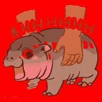 Moo Deng Bouncy Pig In Thai Picture The Cute Baby Hippo Gift Santa Hat thumb 1