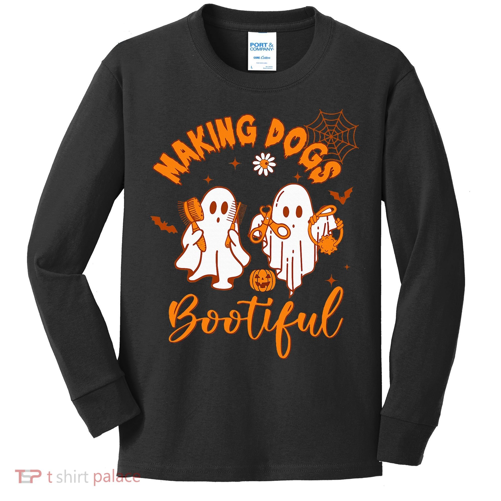Making Dogs Bootiful Funny Halloween Dog Grooming Groomer Kids Long Sleeve Shirt