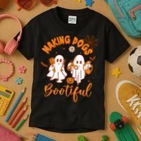 Making Dogs Bootiful Funny Halloween Dog Grooming Groomer Kids T-Shirt thumb 3