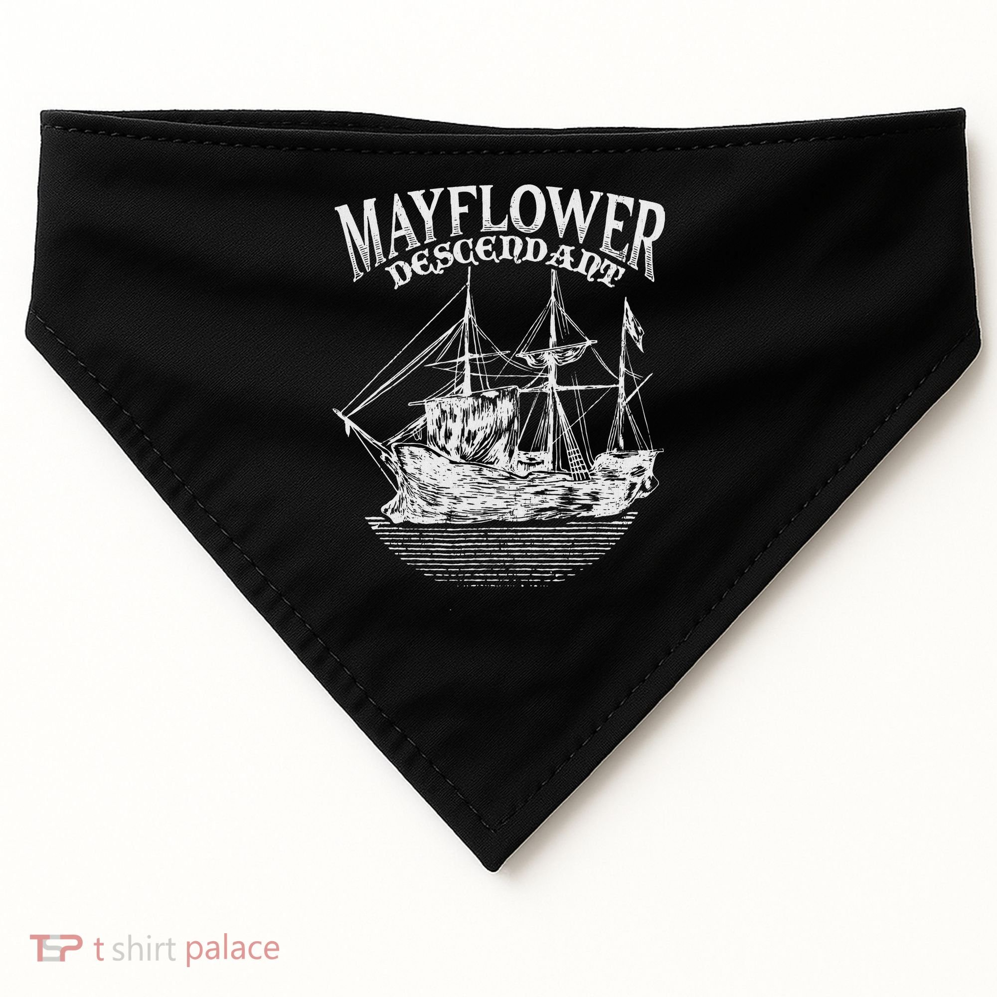 Mayflower Descendant Boat History Gift Usa Pilgrim Fathers USA-Made Doggie Bandana